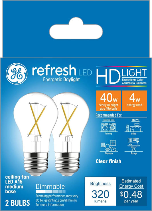 GE 31339 Refresh LED 40W Ceiling Fan Bulbs, 2-Pack