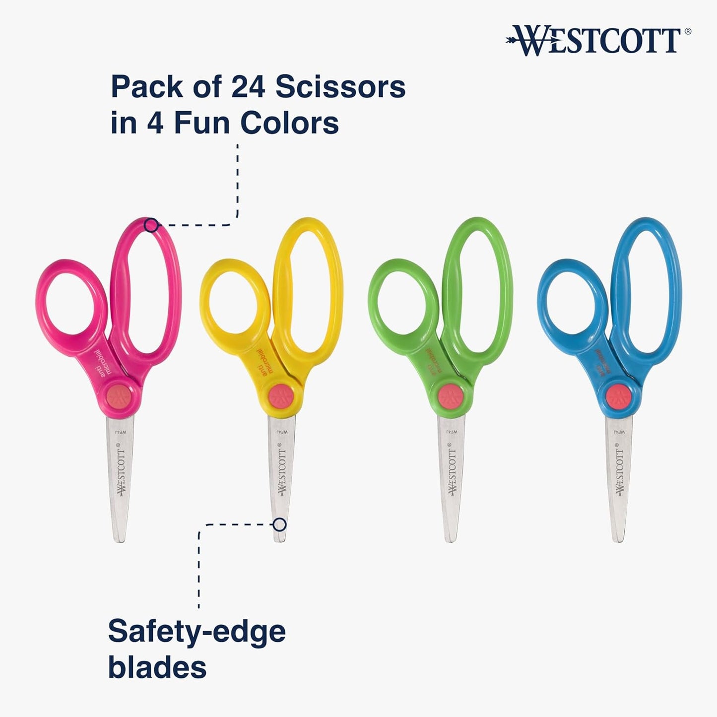 Westcott 14755 School Safety Scissors & Caddy 24-Pack