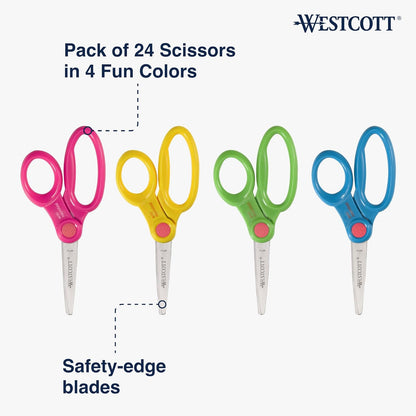 Westcott 14755 School Safety Scissors & Caddy 24-Pack