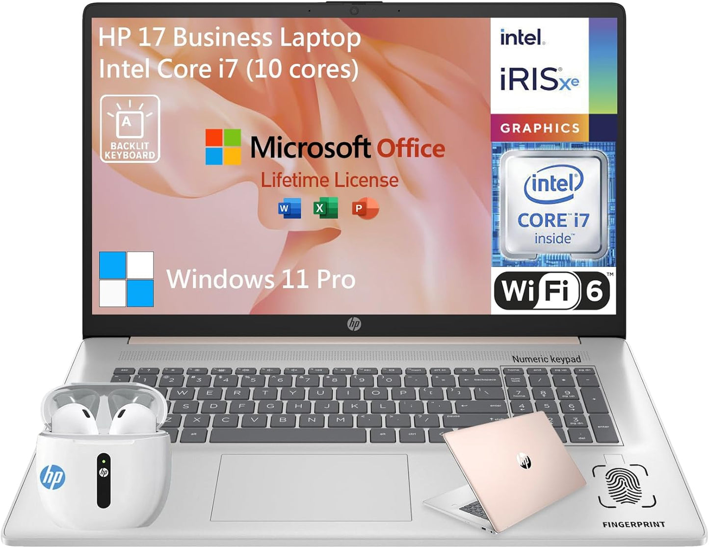 HP Essential 17 Touchscreen i7 Laptop - Rose Gold