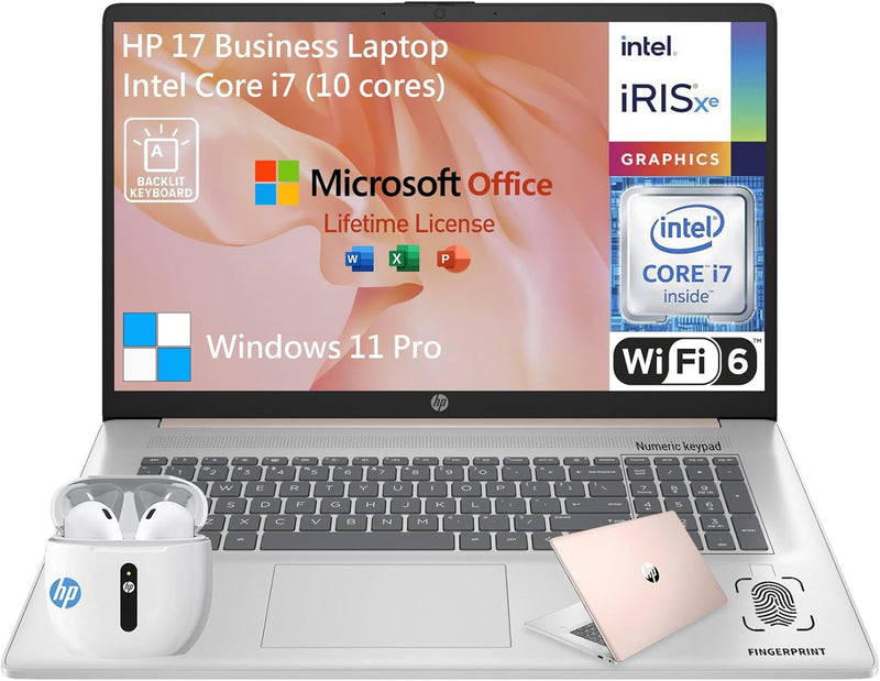 HP Essential 17 Touchscreen i7 Laptop - Rose Gold — main product image