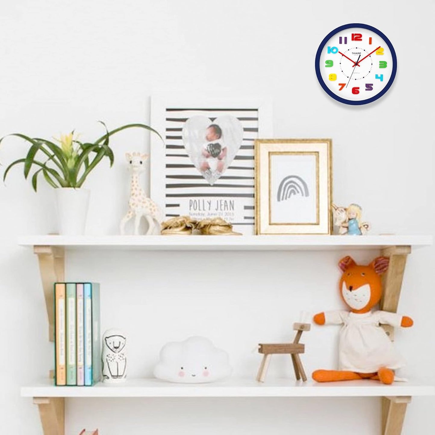 Sharp Colorful Kids Wall Clock 10-Inch Silent