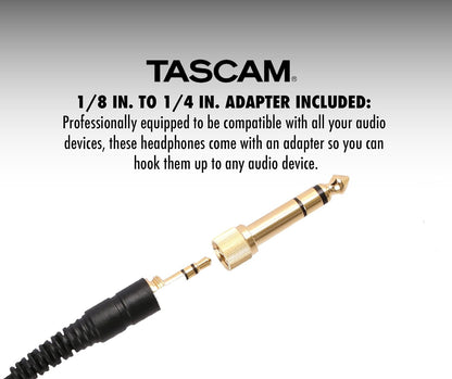 Tascam TH-03 Closed-Back Studio Monitoring Headphones Black