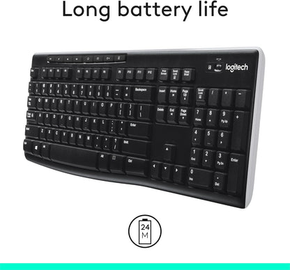 Logitech 920-003051 K270 Wireless Keyboard Long Battery Life