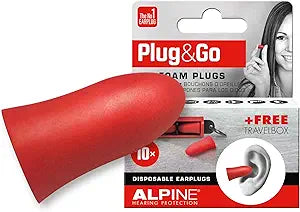 Alpine Plug & Go Disposable Foam Ear Plugs with Case