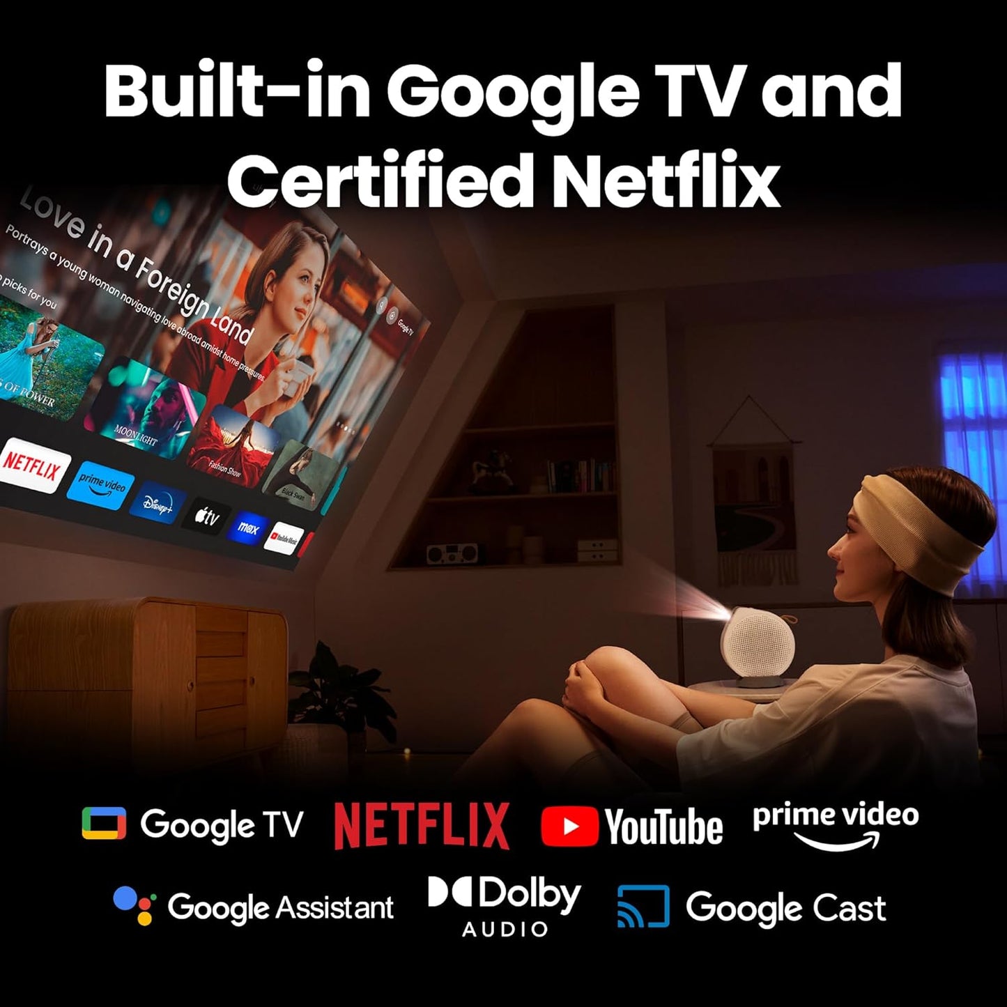 BenQ GV50 1080p Portable Laser Projector Netflix