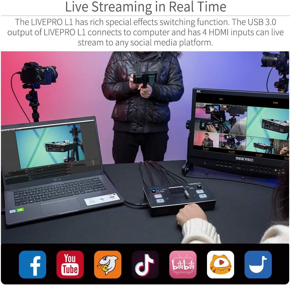 FEELWORLD LIVEPRO L1-OF-US HDMI Video Mixer USB 3.0 Streaming