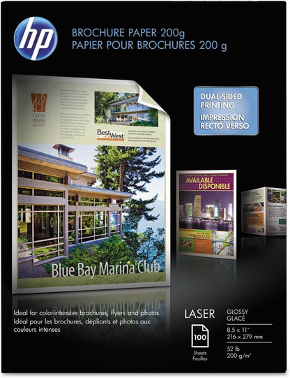 HP Q6608A Laser Glossy Brochure Paper 8.5x11 100 Sheets