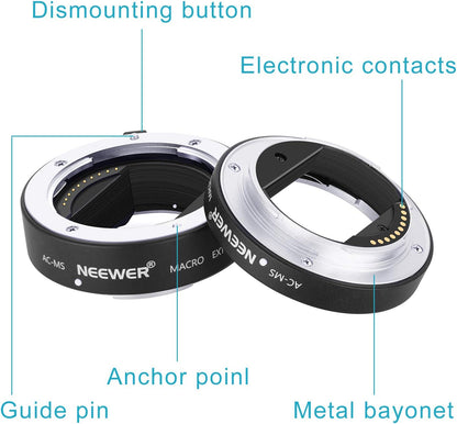 Neewer 10094356 Metal Auto Focus Macro Extension Tube Set for Sony E-Mount