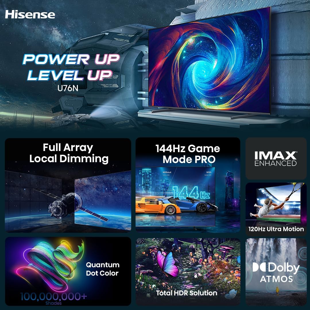 Hisense 100U76N 100-Inch ULED 4K Google Smart TV - 144Hz