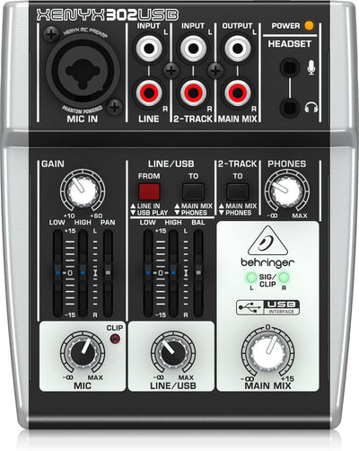 Behringer 302USB XENYX 5-Input Mixer - Mic Preamp, USB Interface