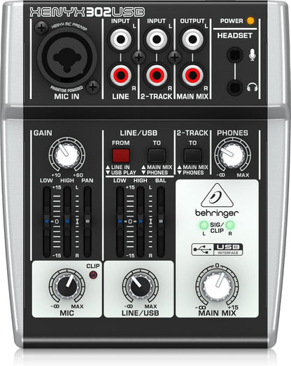 Behringer 302USB XENYX 5-Input Mixer - Mic Preamp, USB Interface