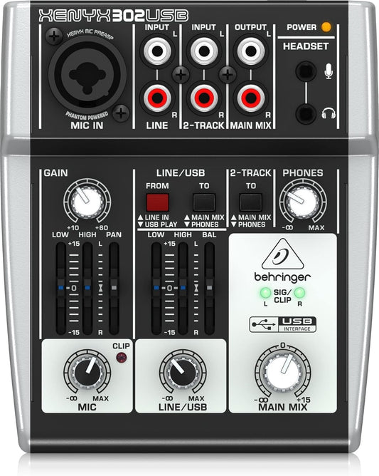 Behringer 302USB XENYX 5-Input Mixer - Mic Preamp, USB Interface