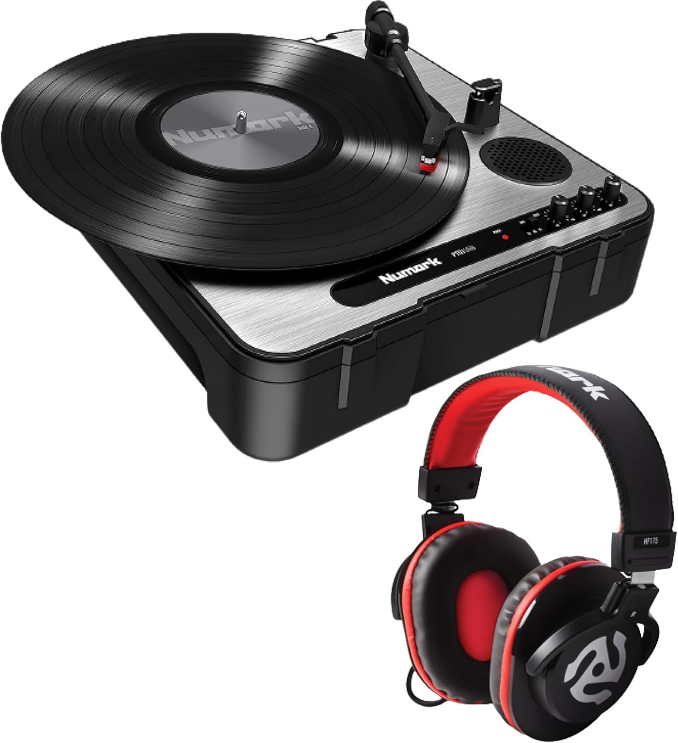 Numark PT01USB & HF175 Portable Vinyl Record Player Headphones