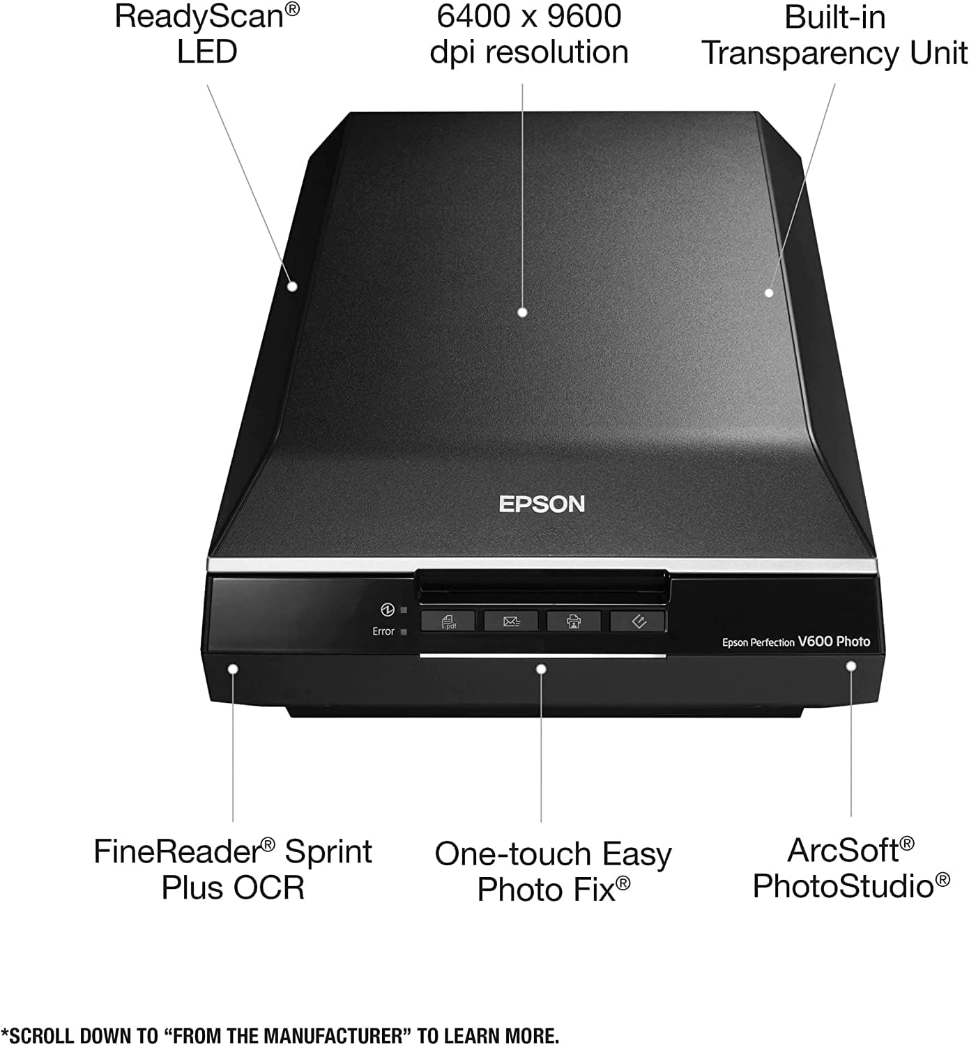 Epson V600 Perfection Photo Scanner, 6400 dpi, USB