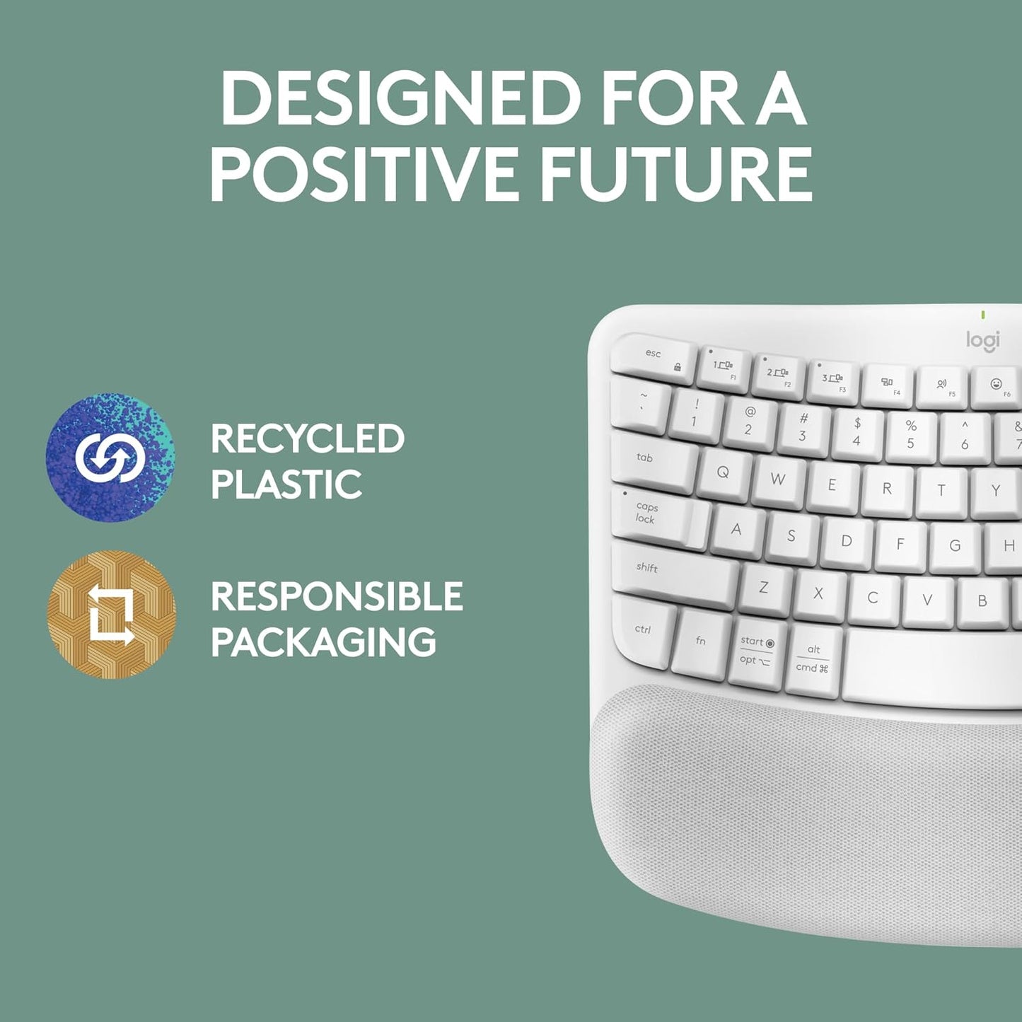 Logitech 920-012275 Wave Keys - Ergonomic Wireless Keyboard - Off White