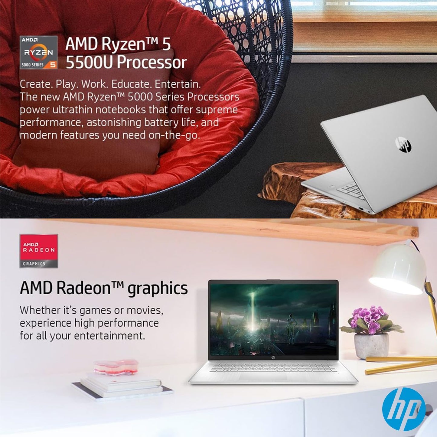 HP Laptop 17 inch AMD Ryzen 5 1TB SSD (2024)