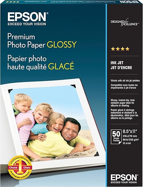 Epson S041667 Premium Glossy Photo Paper 8.5x11 50 Sheets — main product image