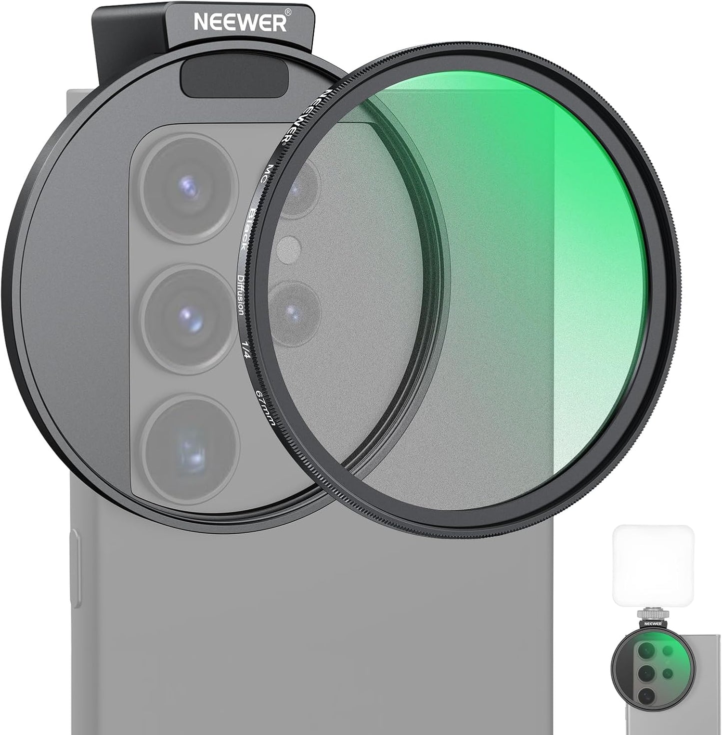 Neewer 10104891 67mm Black Diffusion Filter Phone Clip