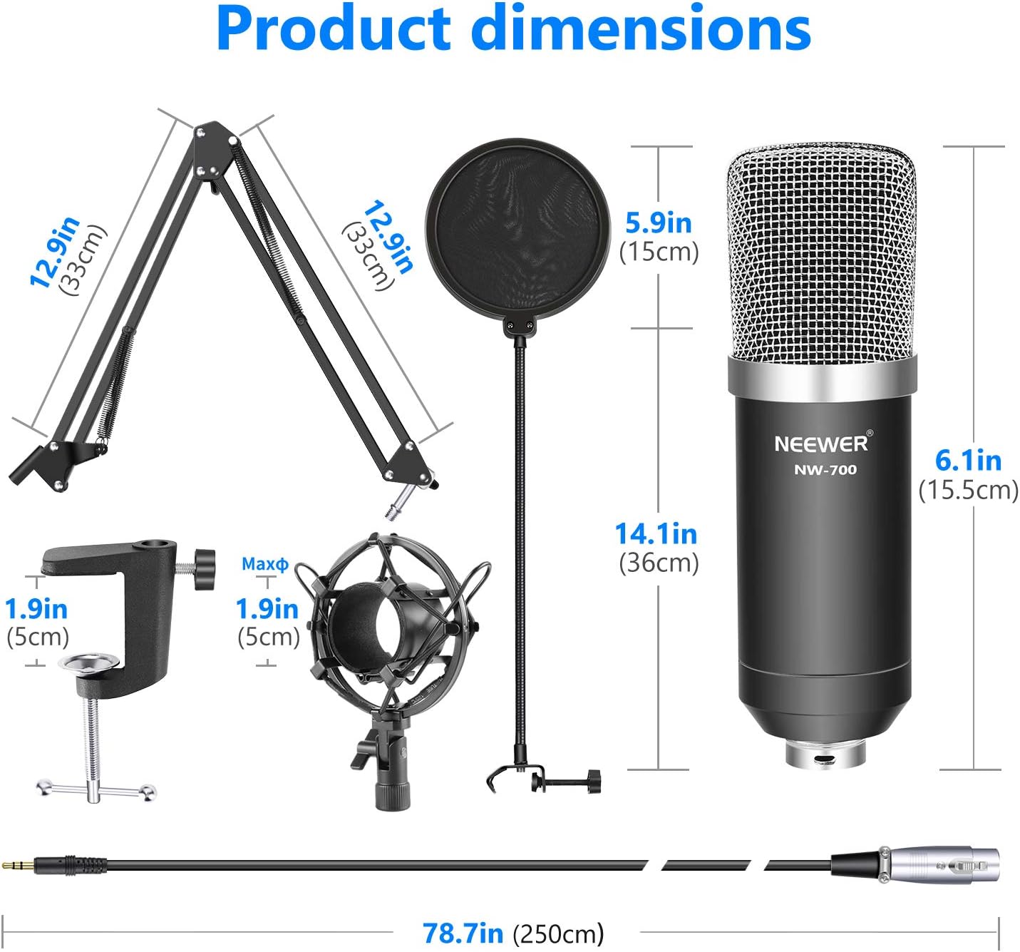 Neewer B00XOXRTX6 Condenser Microphone Scissor Arm Kit