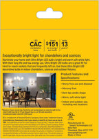 GE 93130033 Ultra Bright LED Candle Bulbs 100W Soft White