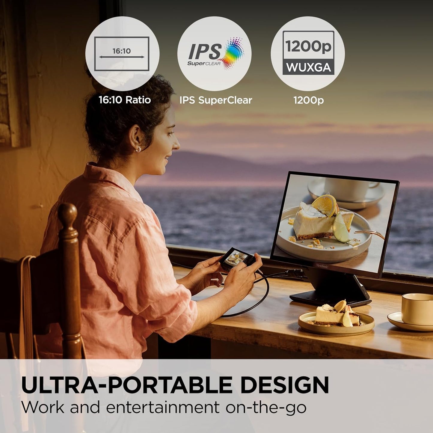 ViewSonic VP1656 15.6 Inch Portable Monitor IPS USB-C