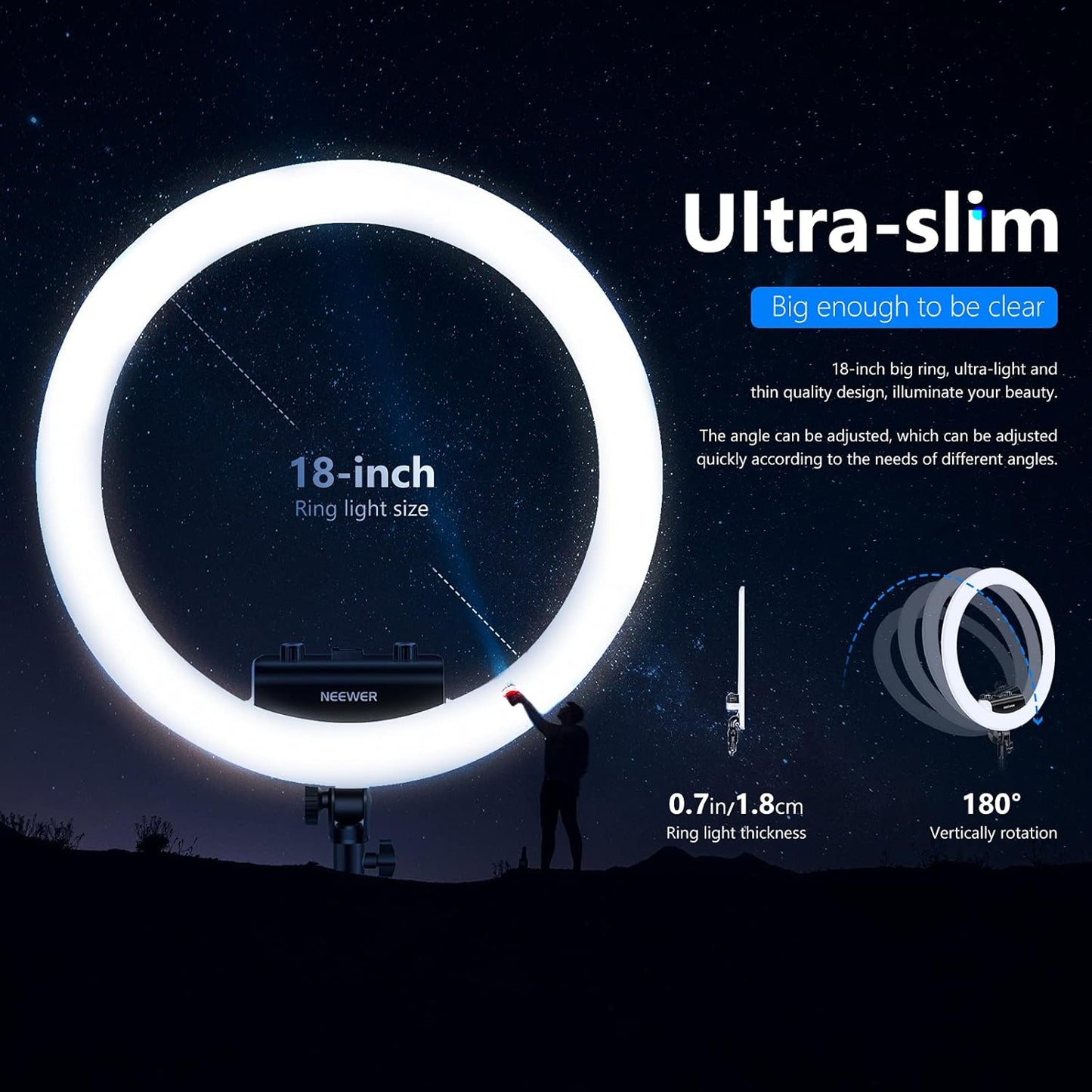 Neewer RP18 18-inch Dimmable LED Ring Light Kit