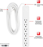 GE 62933 6-Outlet Surge Protector 10ft Braided Cord