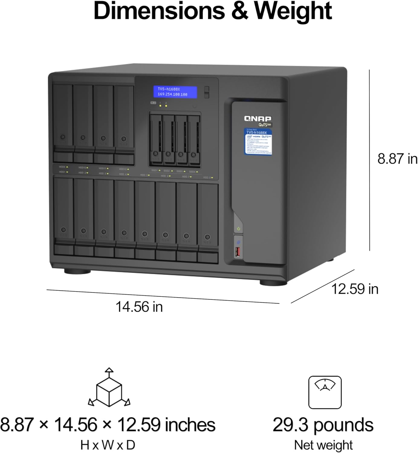 QNAP TVS-h1288X-W1250 Media NAS 10GbE