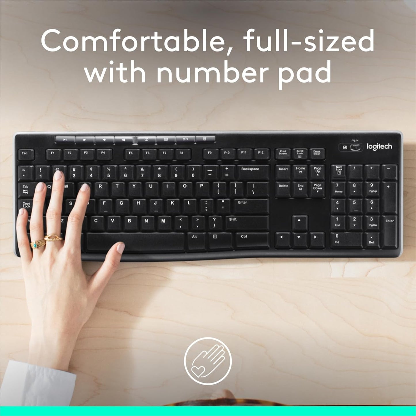 Logitech 920-003051 K270 Wireless Keyboard Long Battery Life