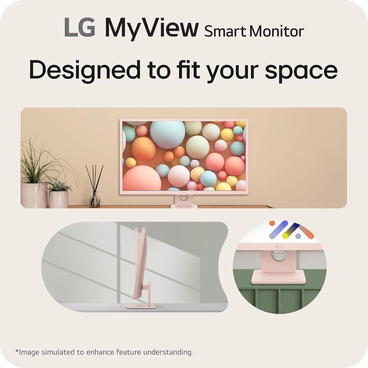 LG 32SR50F-P: 32" MyView Smart Monitor, FHD, webOS, Pink