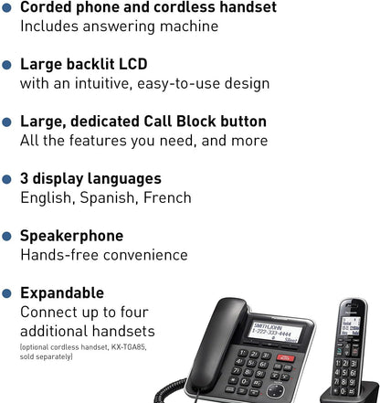 Panasonic KX-TGB850B Corded/Cordless Phone Answering Machine