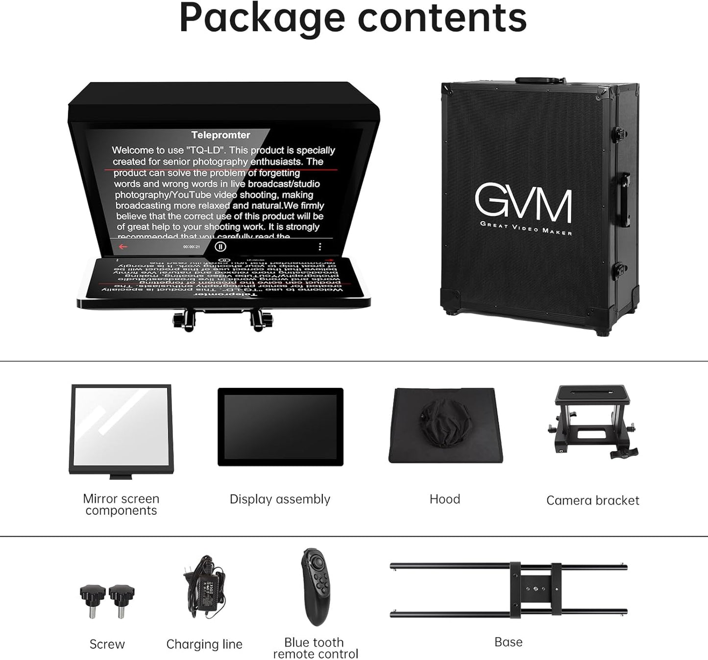 GVM Teleprompters with Carry Case and Tablet Control