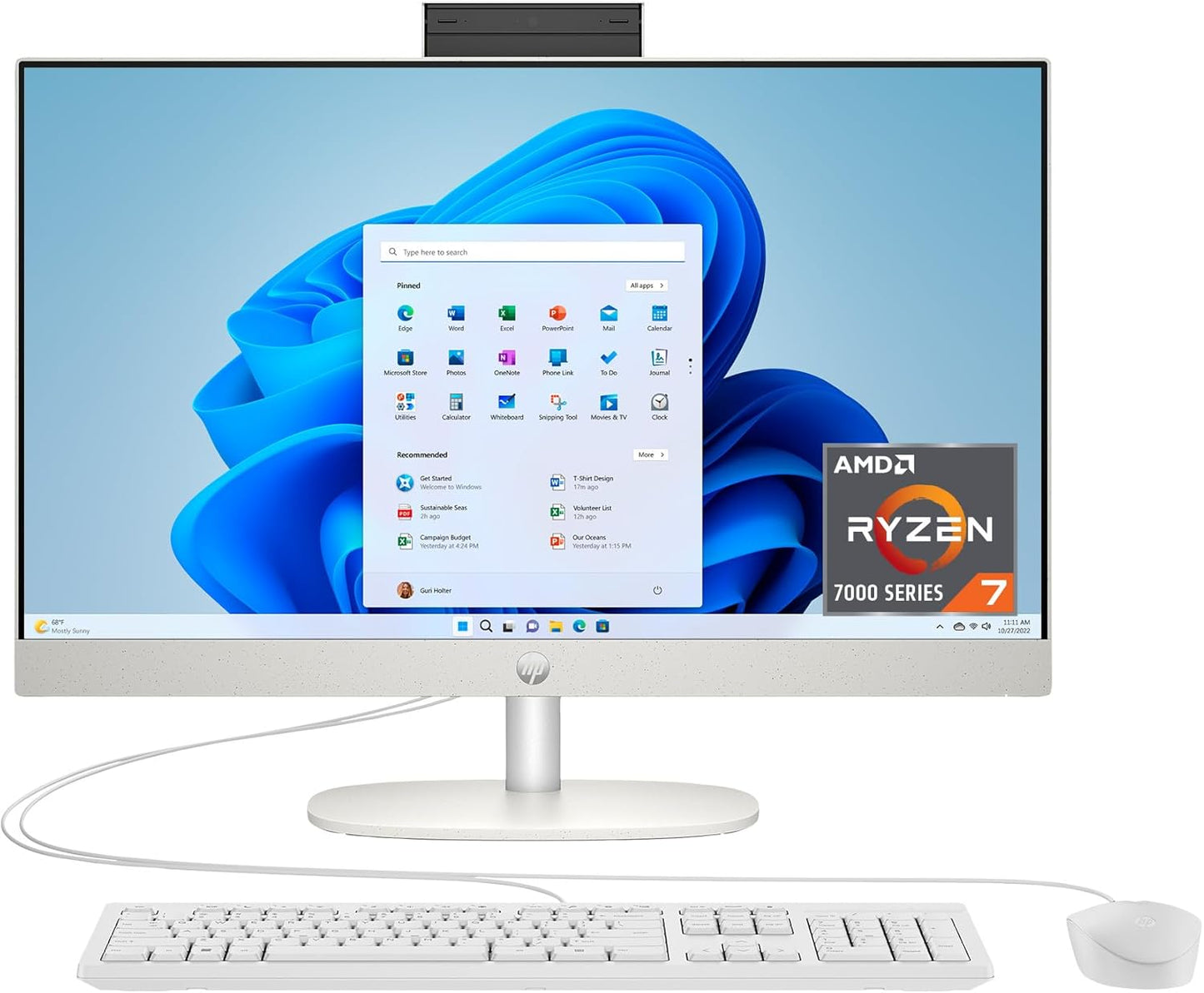 HP 24-cr0032 24" All-in-One PC Ryzen 7 16GB RAM 512GB SSD
