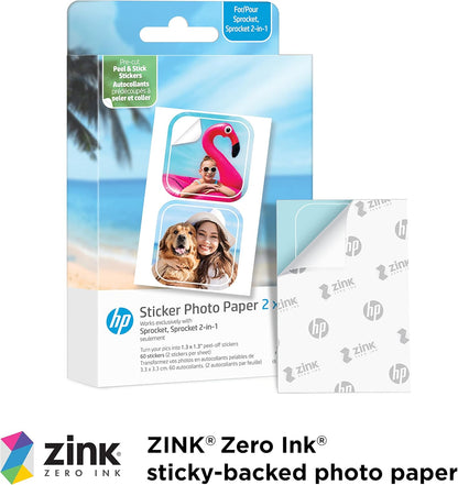 HP Sprocket 2x3" Zink Sticker Photo Paper 30 Sheets
