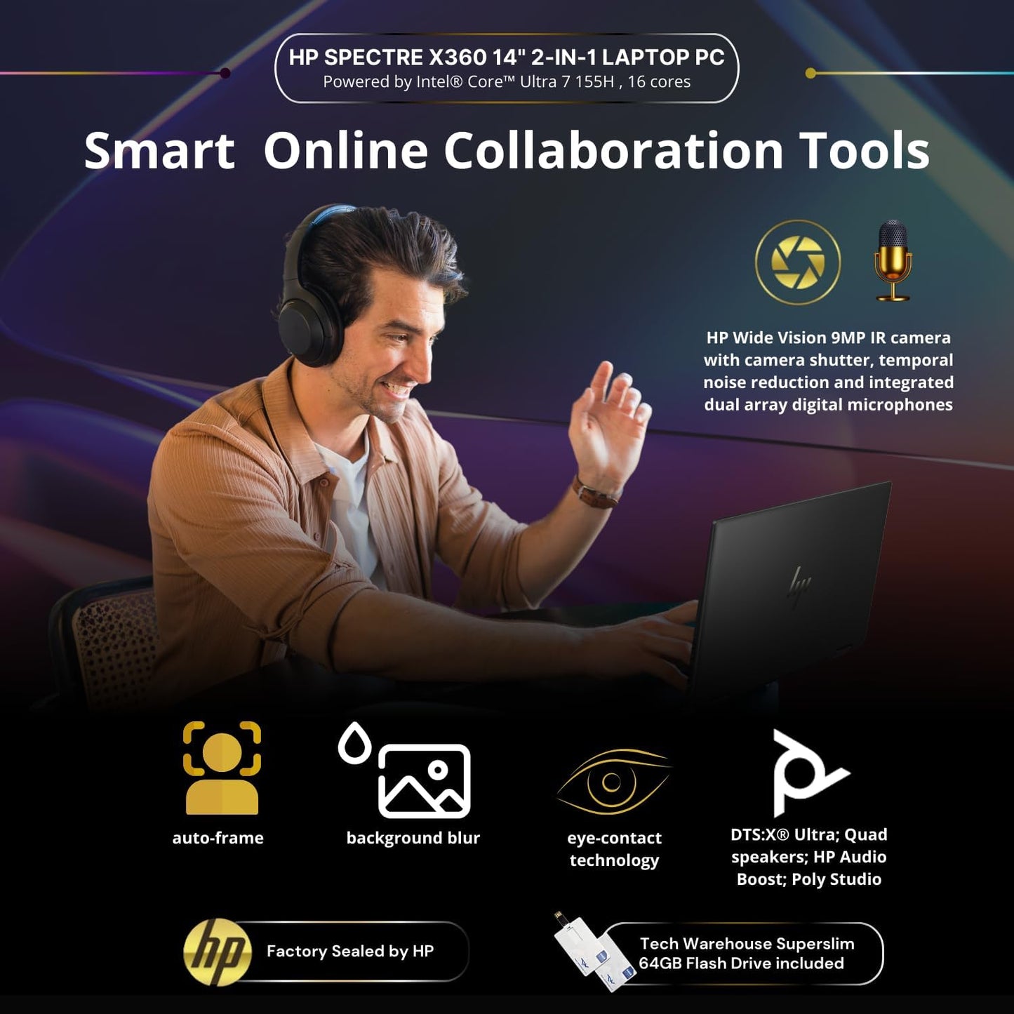 HP Spectre 14T x360 Intel Ultra 7 OLED Touch Laptop