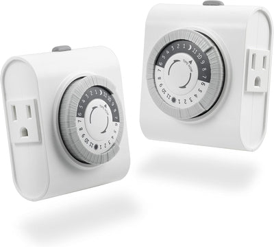 GE 46211 24-Hour Mechanical Outlet Timer 2-Pack