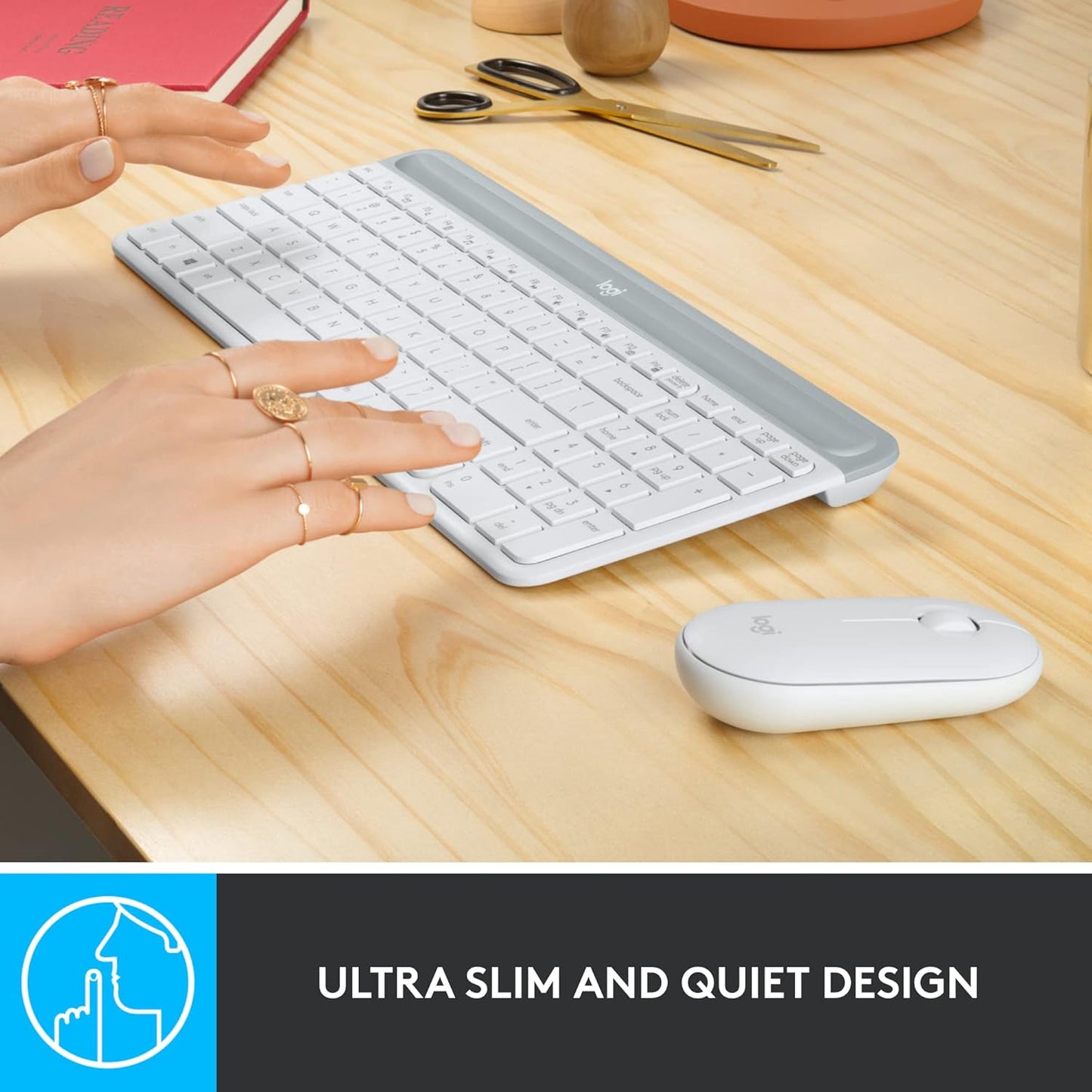 Logitech MK470 Slim Wireless Keyboard and Mouse Combo Off-White
