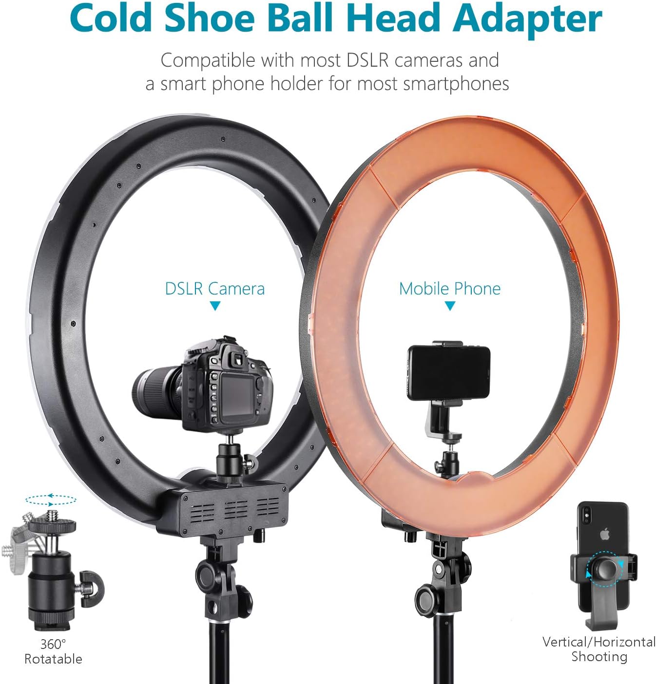 Neewer 10092681 18-inch Dimmable LED Ring Light Kit Stand