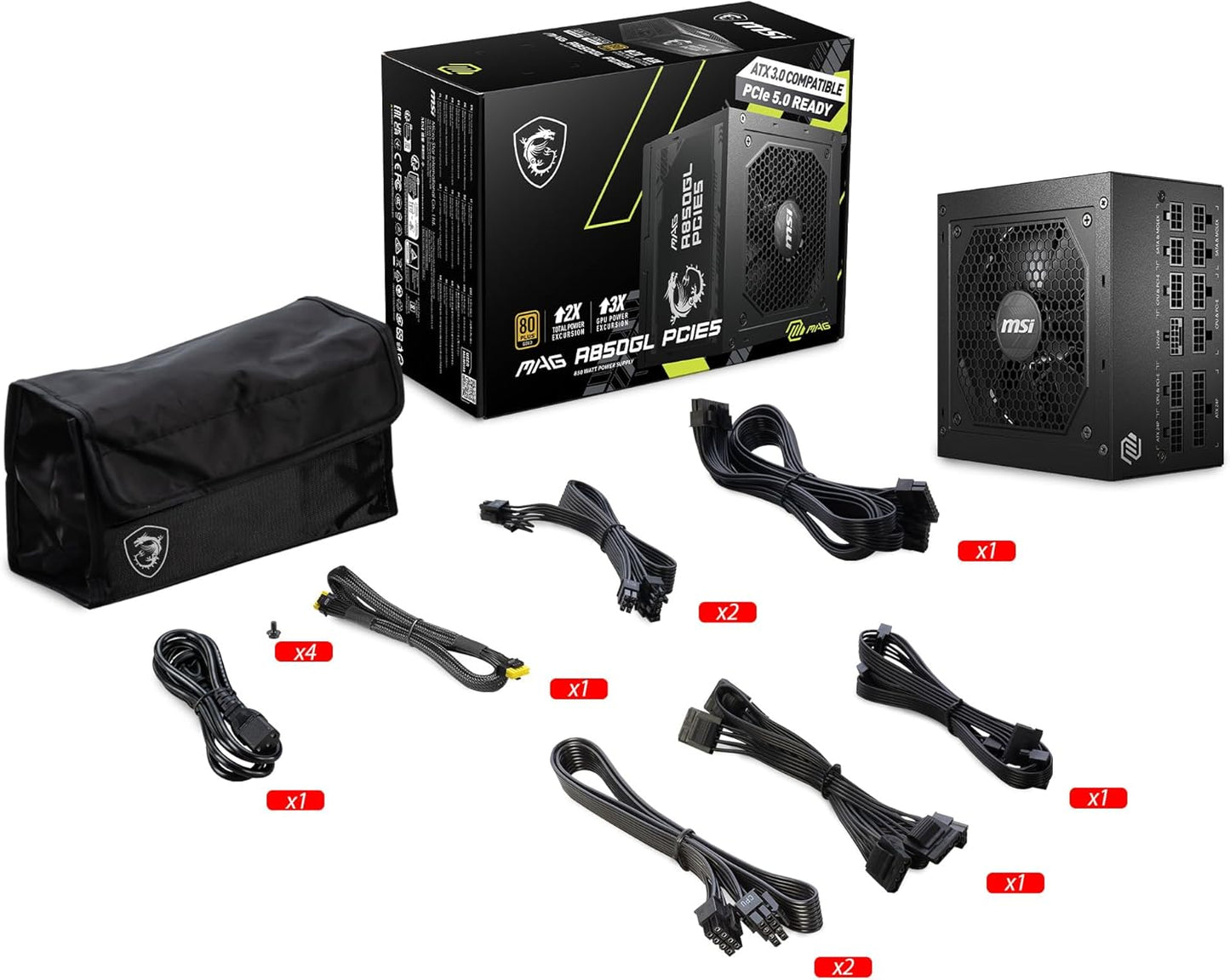 MSI MPG A850GL 850W PCIE 5.1 ATX 3.1 Power Supply