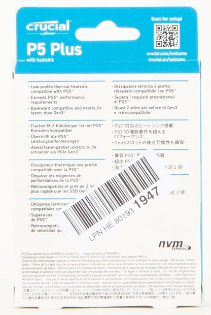 Crucial CT2000P5PSSD5 P5 Plus 2TB Gen4 NVMe SSD