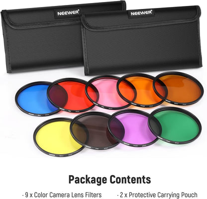 Neewer 10101680 67mm Color Lens Filter Set - 9 Pcs