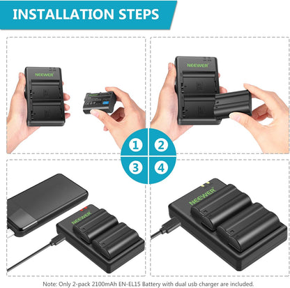 Neewer EN-EL15 Battery Charger Kit - Nikon Compatible