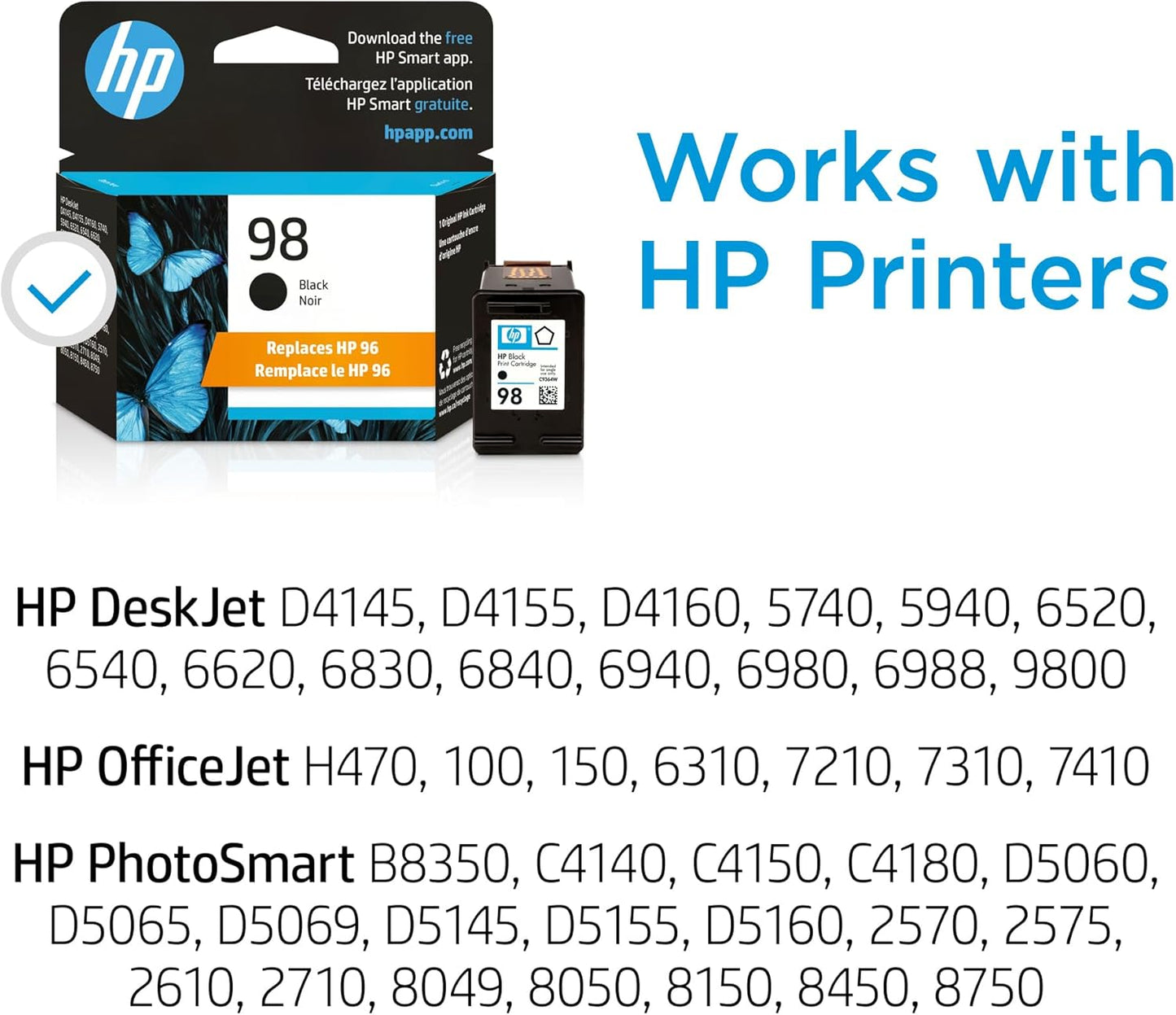 HP 98 Black Ink Cartridge C9364WN Original