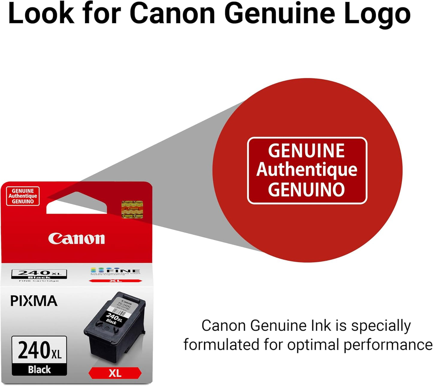 Canon PG-240XL Black Ink Cartridge - High Yield, Genuine