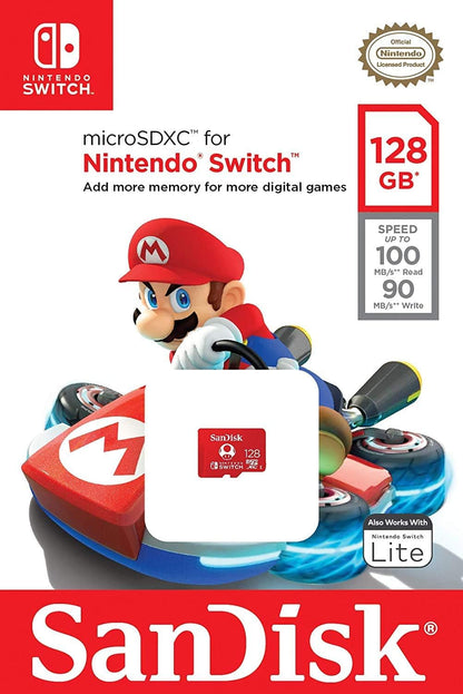 SanDisk SDSQXAO-128G-GNCZN 128GB Nintendo Switch Micro SD Card Bundle
