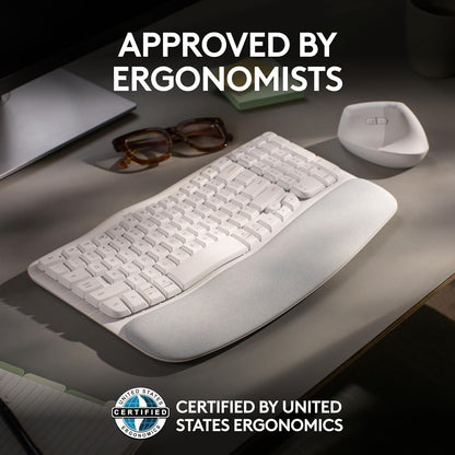 Logitech 920-012275 Wave Keys - Ergonomic Wireless Keyboard - Off White