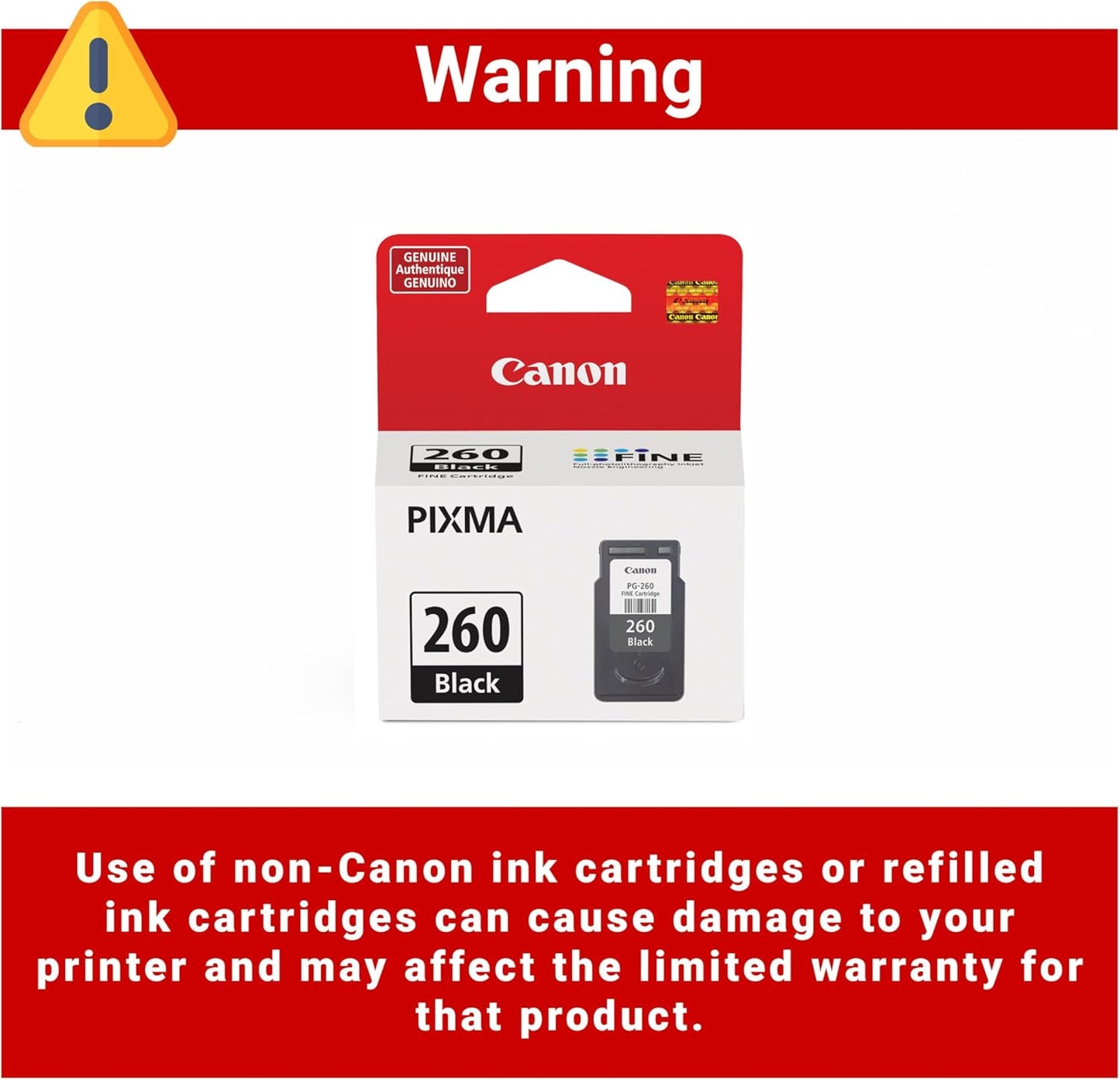 Canon 3707C001 PG-260 Black Genuine Ink Cartridge