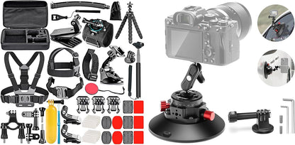 Neewer 50-in-1 Action Camera Accessory Kit with Suction Mount