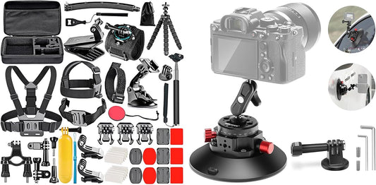 Neewer 50-in-1 Action Camera Accessory Kit with Suction Mount